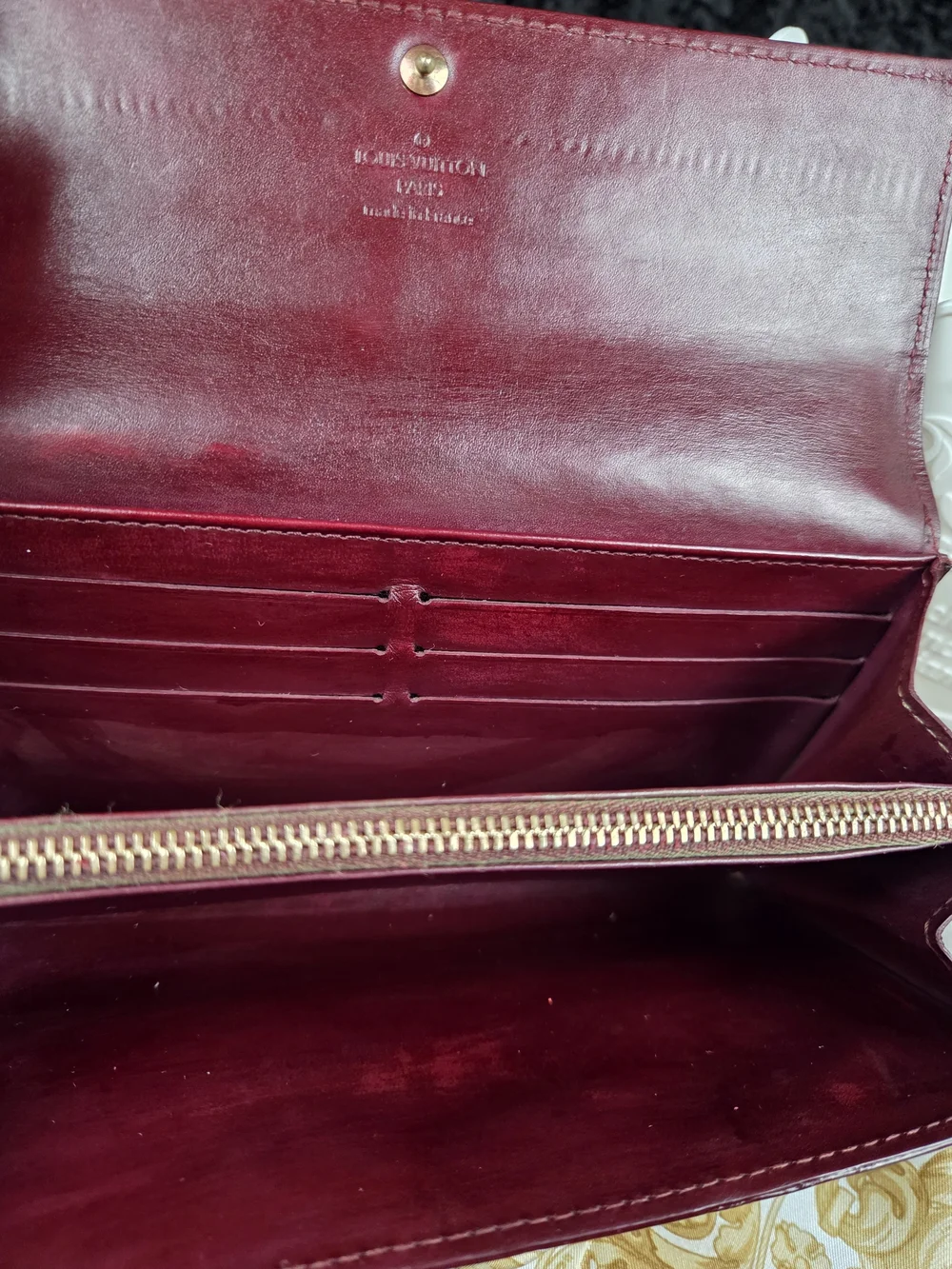 Louis Vuitton Vernis Sarah Wallet Cherry Red Monogram Long Wallet 1998 Restored